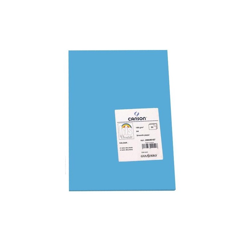 Cartulina Canson Iris - A4 - 185 g - Color azul maldivas (PACK INDIVISIBLE DE 50 UNIDADES) Cartulina Canson Iris - A4 - 185 g - Color azul maldivas (PACK INDIVISIBLE DE 50 UNIDADES)