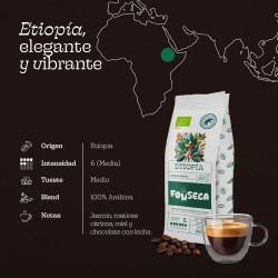 Café en grano Etiopía 100% arábica. Notas florales