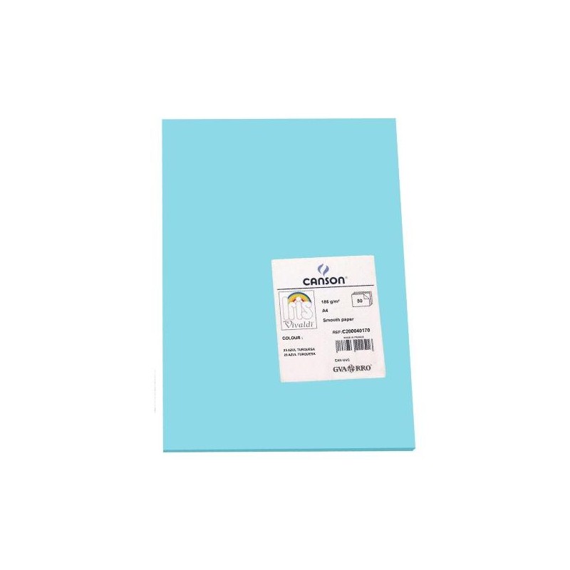 Cartulina Canson Iris - A4 - 185 g - Color azul turquesa (PACK INDIVISIBLE DE 50 UNIDADES) Cartulina Canson Iris - A4 - 185 g - Color azul turquesa (PACK INDIVISIBLE DE 50 UNIDADES)