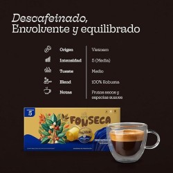 Café descafeinado 100% robusta. Intenso sin cafeína