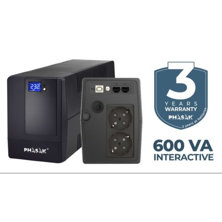 SAI PHASAK ESENTIAL 600 VA LCD TÁCTIL USB + RJ45