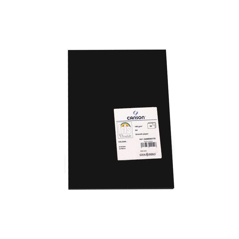 Cartulina Canson Iris - A4 - 185 g - Color negro (PACK INDIVISIBLE DE 50 UNIDADES)