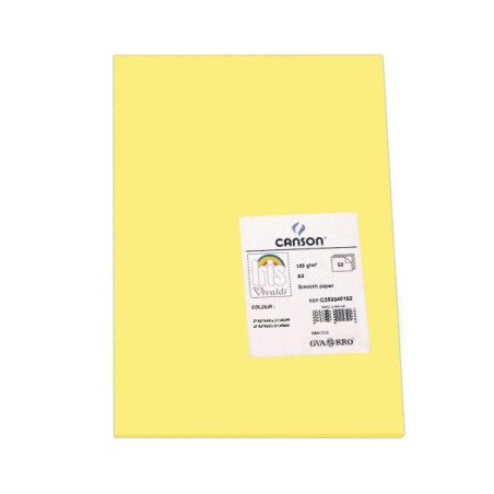 Cartulina Canson Iris - A3 - 185 g - Color amarillo limón (PACK INDIVISIBLE DE 50 UNIDADES)