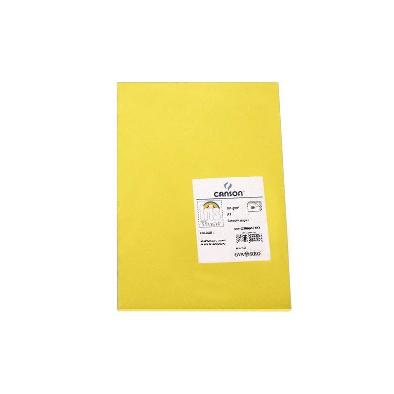 Cartulina Canson Iris - A3 - 185 g - Color amarillo canario (PACK INDIVISIBLE DE 50 UNIDADES) Cartulina Canson Iris - A3 - 185 g - Color amarillo canario (PACK INDIVISIBLE DE 50 UNIDADES)