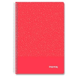 IMPREX CUADERNO ESPIRAL TAPA PP FOLIO 80H 90GR 4X4 ROJO