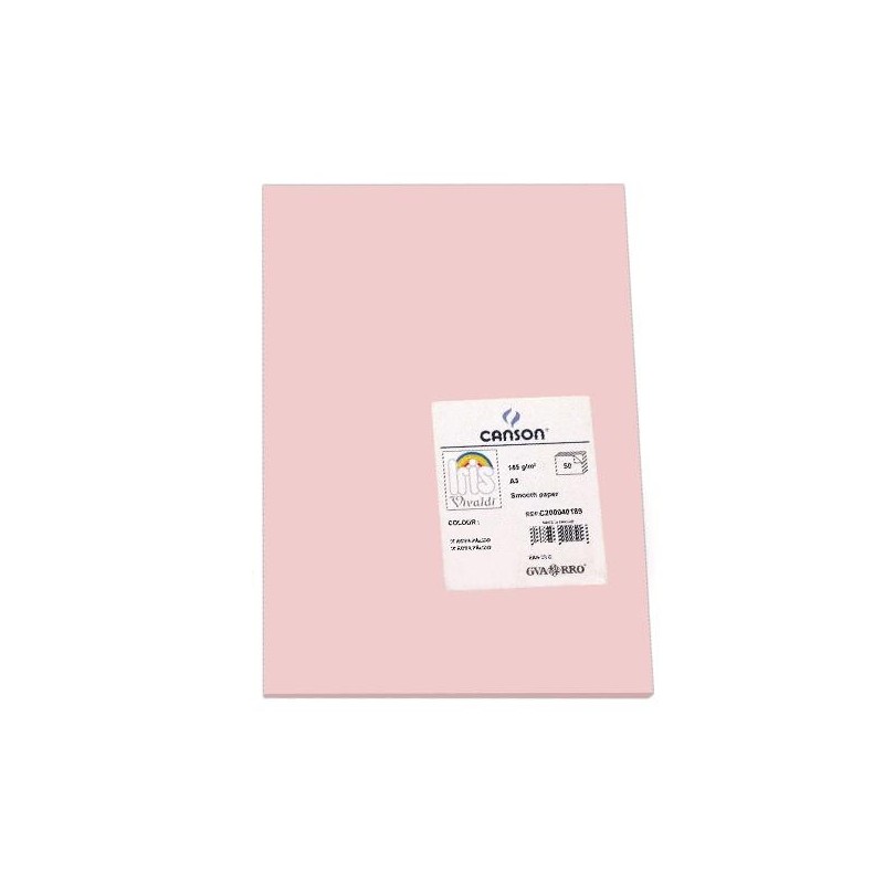 Cartulina Canson Iris - A3 - 185 g - Color rosa (PACK INDIVISIBLE DE 50 UNIDADES)
