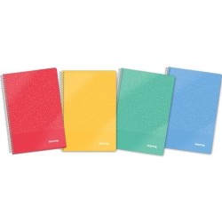IMPREX CUADERNO ESPIRAL TAPA PP FOLIO 80H 90GR 4X4 COLORES SURTIDOS (PACK 4 UNIDADES)