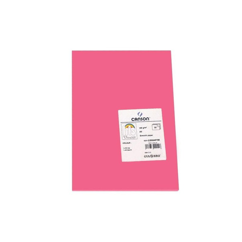 Cartulina Canson Iris - A3 - 185 g - Color fucsia (PACK INDIVISIBLE DE 50 UNIDADES)