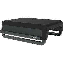 Elevador de monitor Fellowes Breyta™ con canal para dispositivos y diseño portátil para oficina.