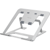 Soporte para portátil Fellowes Alumia ajustable con seis alturas para mejorar la ergonomía del escritorio, color plata.