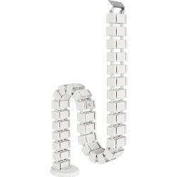 Vértebra pasacables para escritorio regulable en altura con organización vertical de cables.