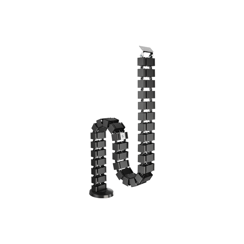 Organizador vertical de cables para puesto de trabajo profesional en color negro.