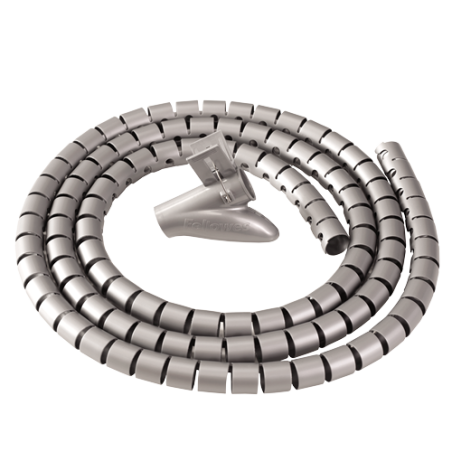 Organizador de cables Fellowes CableZip 2m para escritorio de oficina en color plata.