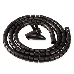 Sistema de gestión de cables Fellowes CableZip para puesto de trabajo en color negro.