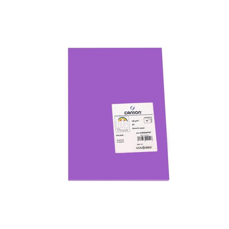 Cartulina Canson Iris - A3 - 185 g - Color violeta (PACK INDIVISIBLE DE 50 UNIDADES)