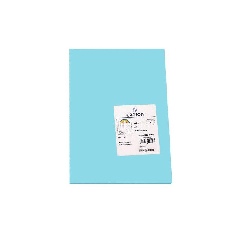 Cartulina Canson Iris - A3 - 185 g - Color azul turquesa (PACK INDIVISIBLE DE 50 UNIDADES)
