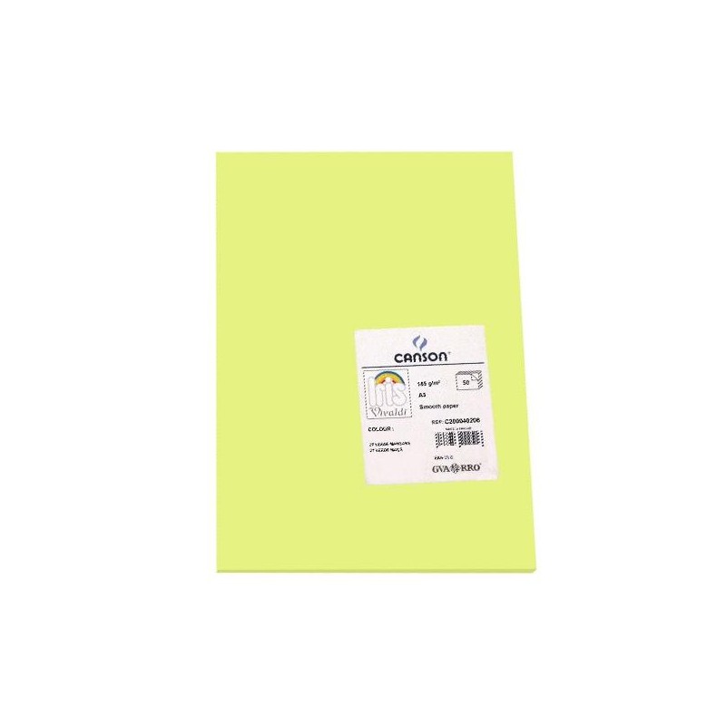 Cartulina Canson Iris - A3 - 185 g - Color verde manzana (PACK INDIVISIBLE DE 50 UNIDADES)