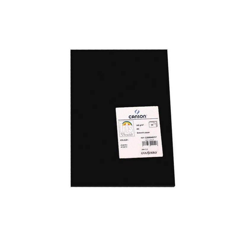Cartulina Canson Iris - A3 - 185 g - Color negro (PACK INDIVISIBLE DE 50 UNIDADES) Cartulina Canson Iris - A3 - 185 g - Color negro (PACK INDIVISIBLE DE 50 UNIDADES)