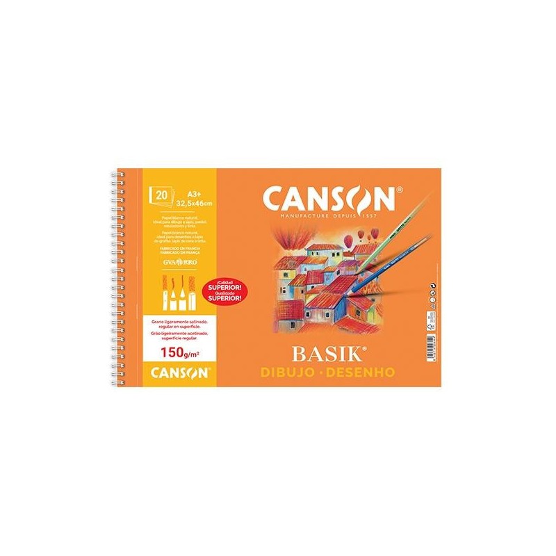 Bloc papel de dibujo Canson Basik - Microperforado - A3+ - 150 g - Pack 20 hojas Bloc papel de dibujo Canson Basik - Microperforado - A3+ - 150 g - Pack 20 hojas