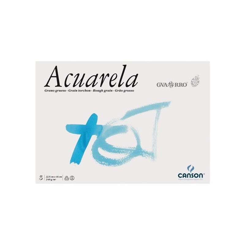 Bloc papel acuarela Canson - Encolado - 23 x 32,5 cm - 240 g - 20 hojas Bloc papel acuarela Canson - Encolado - 23 x 32,5 cm - 240 g - 20 hojas