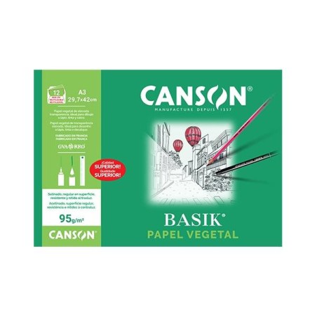 Papel vegetal Canson Basik - A3 - 90 g - Pack 12 hojas