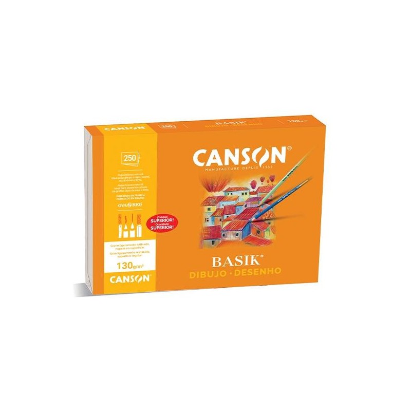 Papel de dibujo Canson Basik - Microperforado - A4 - 130 g (PACK INDIVISIBLE DE 250 UNIDADES)