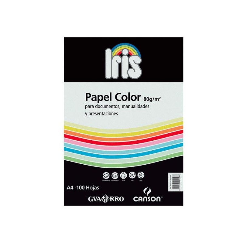 Papel Canson Iris - A4 - 80 g - Color gris perla - Pack 100 hojas