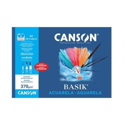 Papel acuarela y témpera Canson Basik - - A3 - 370 g - Pack 6 hojas