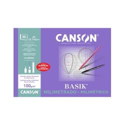 Bloc encolado papel milimetrado Canson Basik - A3 - 100 g - 50 hojas