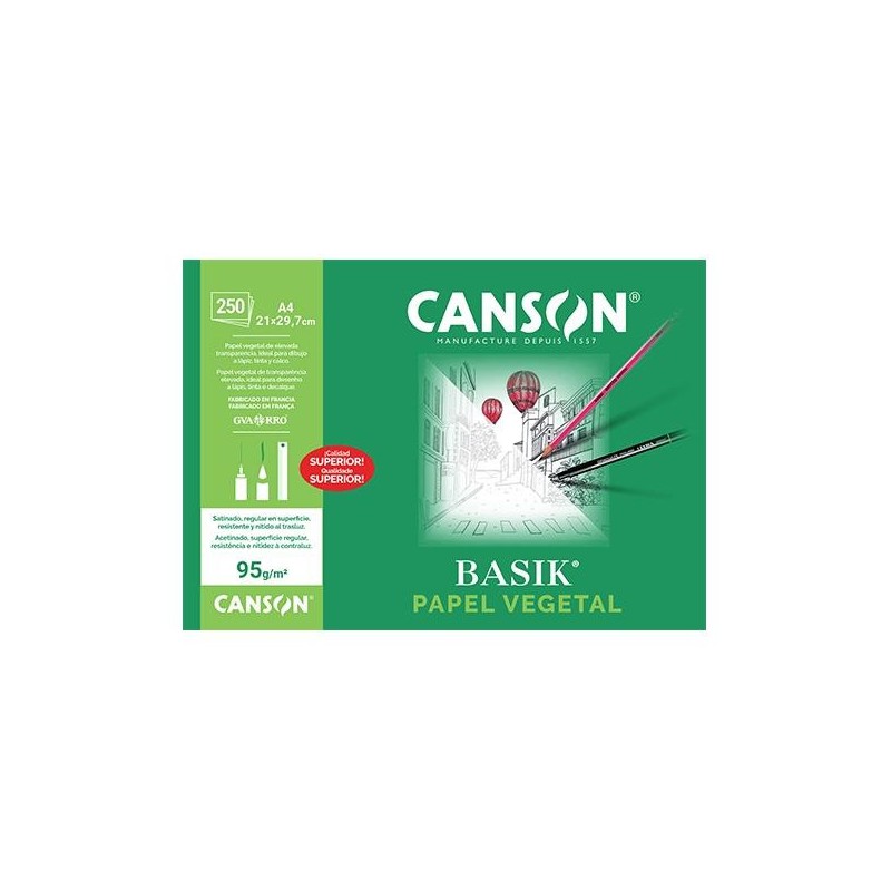 Papel vegetal Canson Basik - A4 - 90-95 g (PACK INDIVISIBLE DE 250 UNIDADES) Papel vegetal Canson Basik - A4 - 90-95 g (PACK INDIVISIBLE DE 250 UNIDADES)
