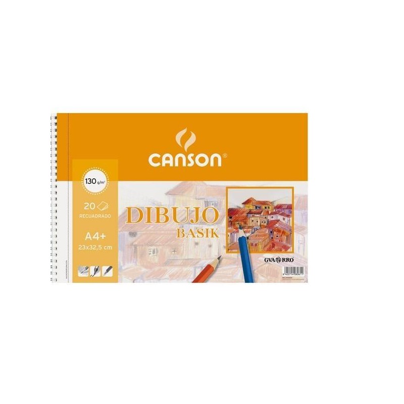 Bloc papel de dibujo con recuadro Canson Basik - Microperforado - A4+ - 130 g - 20 hojas