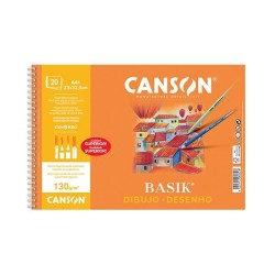 Bloc papel de dibujo Canson Basik - Microperforado - A4+ - 130 g - Pack 20 hojas