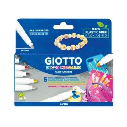 Rotulador decorativo Giotto Decor Metal - Colores surtidos metalizados - Estuche 5 ud