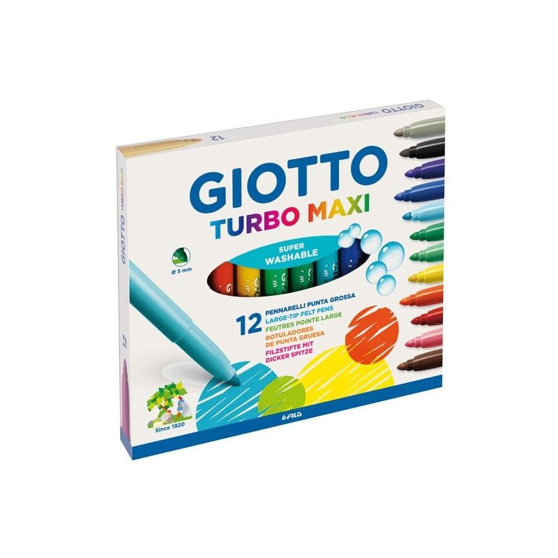 Rotulador Giotto Turbo Maxi - 5 mm - Colores surtidos - Estuche 12 ud Rotulador Giotto Turbo Maxi - 5 mm - Colores surtidos - Estuche 12 ud
