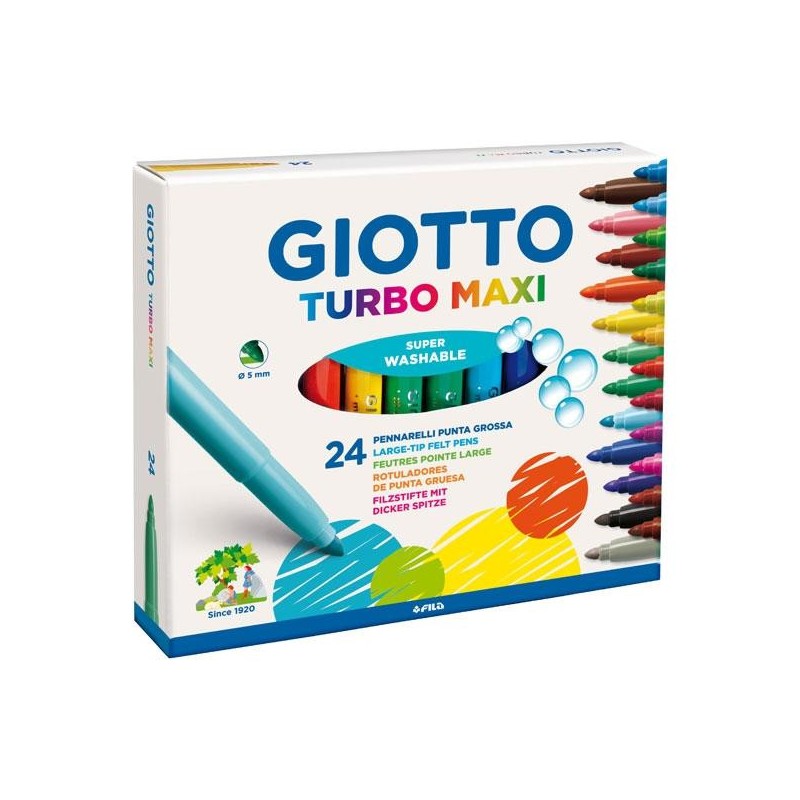 Rotulador Giotto Turbo Maxi - 5 mm - Colores surtidos - Estuche 24 ud