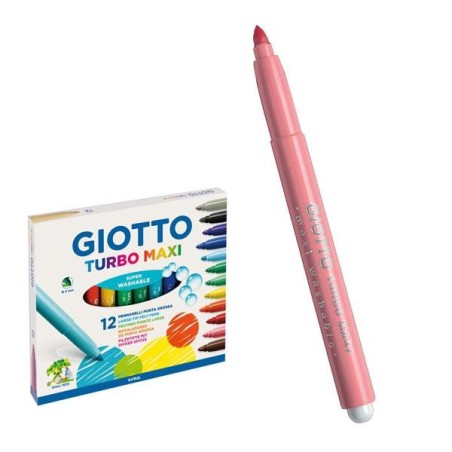 Rotulador Giotto Turbo Maxi - 5 mm - Color rosa - Caja 12 ud