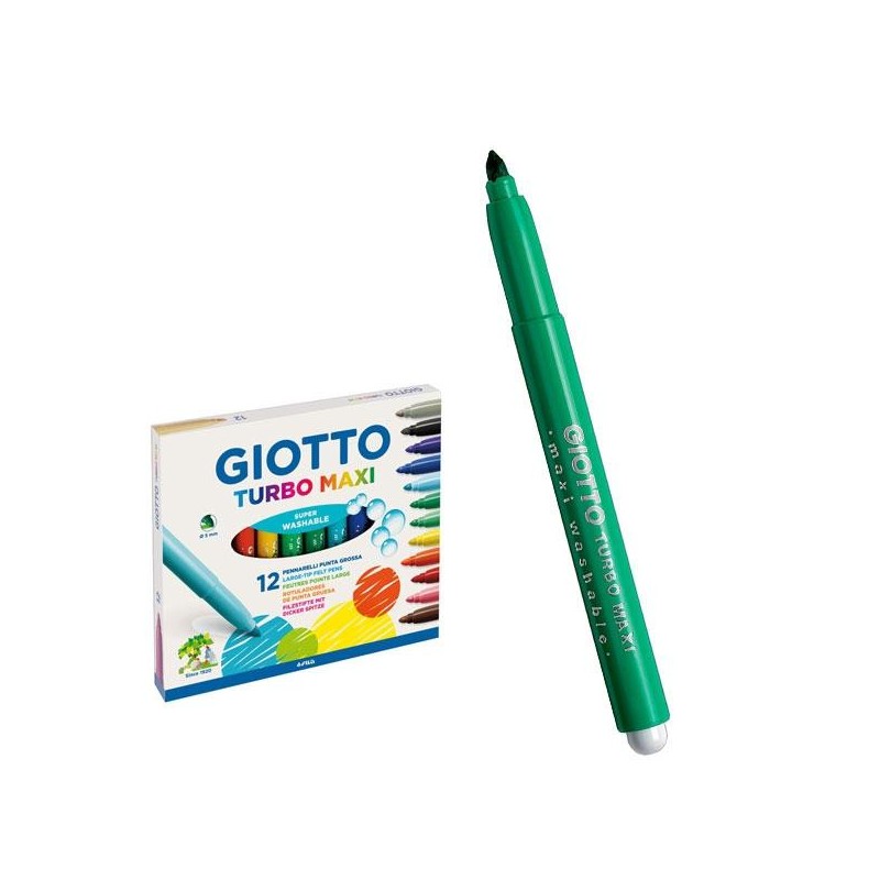 Rotulador Giotto Turbo Maxi - 5 mm - Color verde oscuro - Caja 12 ud