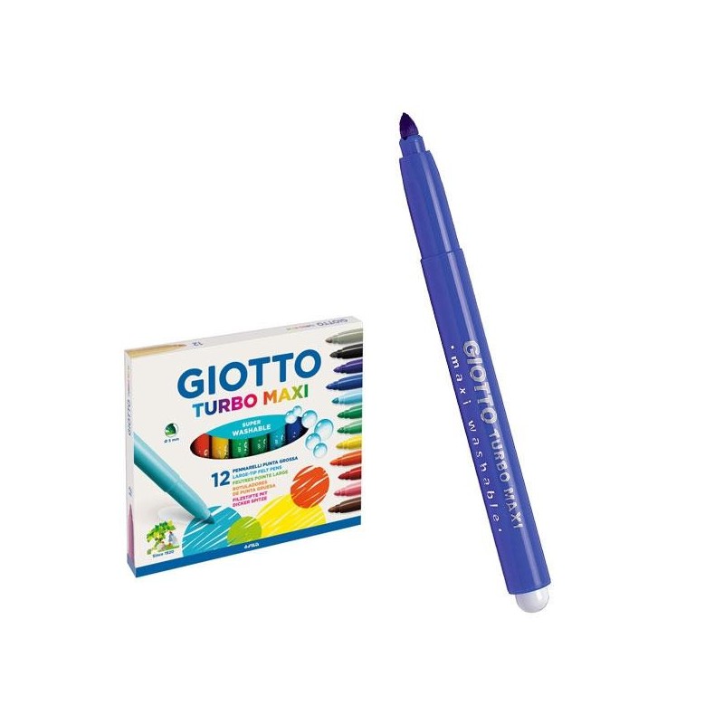 Rotulador Giotto Turbo Maxi - 5 mm - Color azul ultramar - Caja 12 ud