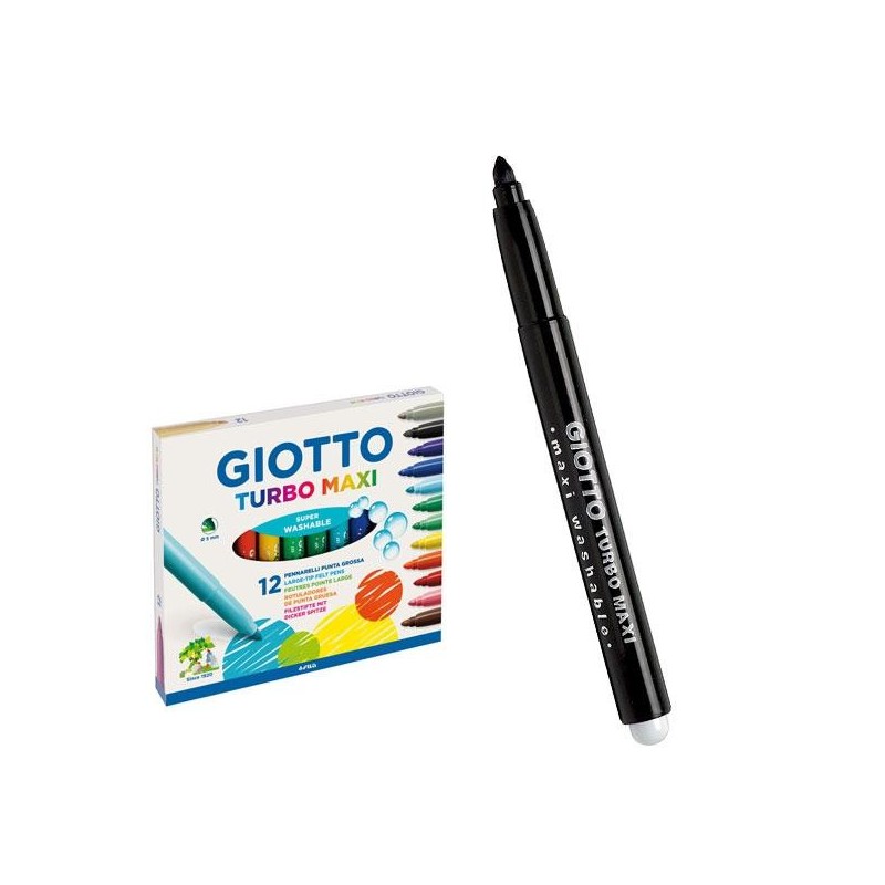 Rotulador Giotto Turbo Maxi - 5 mm - Color negro - Caja 12 ud Rotulador Giotto Turbo Maxi - 5 mm - Color negro - Caja 12 ud