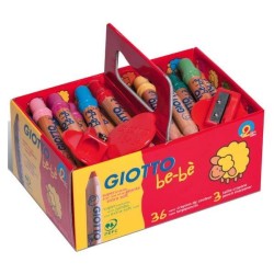 Lápiz de color Giotto Be-Bè - 7 mm - Colores surtidos - School Pack 36 ud - Incluye 3 sacapuntas