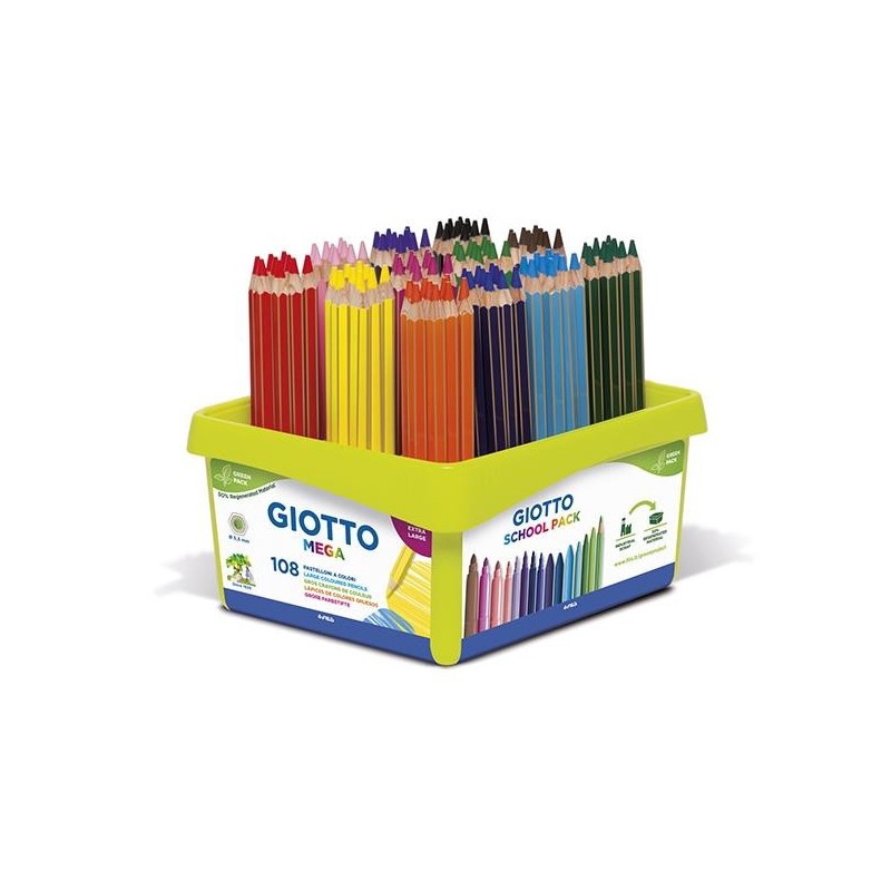 Lápiz de color Giotto Mega - 5,5 mm - Colores surtidos - School Pack 108 ud