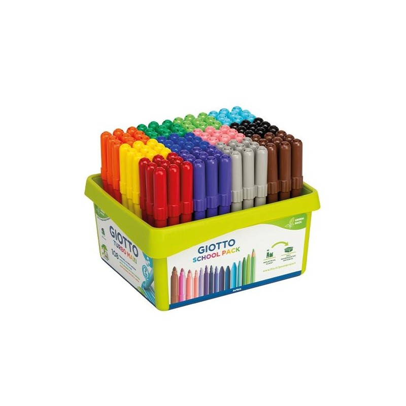 Rotulador Giotto Turbo Maxi - 5 mm - Colores surtidos - School Pack de 108 ud