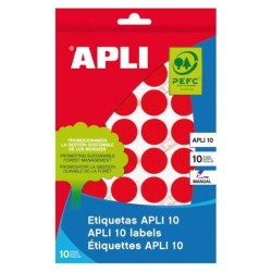Etiquetas Apli - Permanentes - 10 mm - Escritura manual - Color rojo - Pack 1008 etiquetas