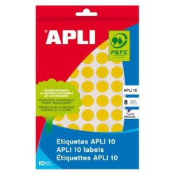 Etiquetas Apli - Permanentes - 13 mm - Escritura manual - Color amarillo - Pack 616 etiquetas