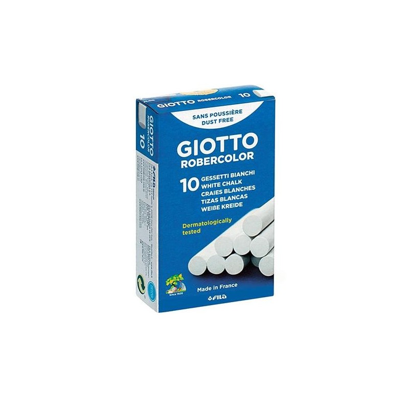 Tizas Giotto Robercolor - Antipolvo - Color blanco - Caja 10 ud