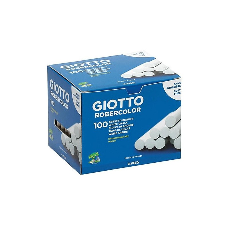 Tizas Giotto Robercolor - Antipolvo - Color blanco - Caja 100 ud Tizas Giotto Robercolor - Antipolvo - Color blanco - Caja 100 ud