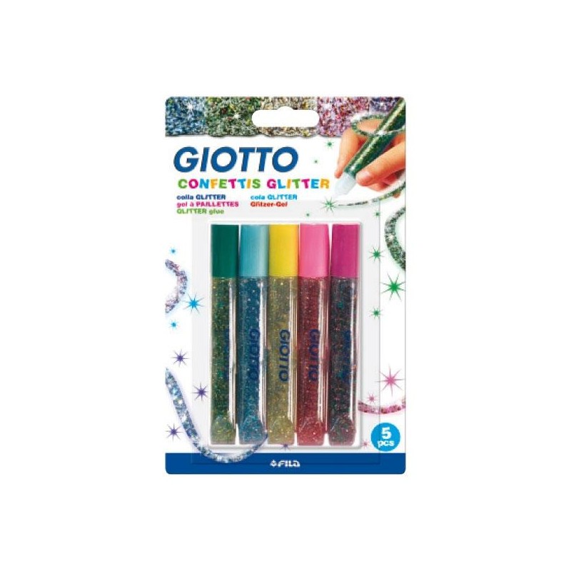 Cola con confeti Giotto Glitter - 10,5 ml - Colores surtidos Cola con confeti Giotto Glitter - 10,5 ml - Colores surtidos