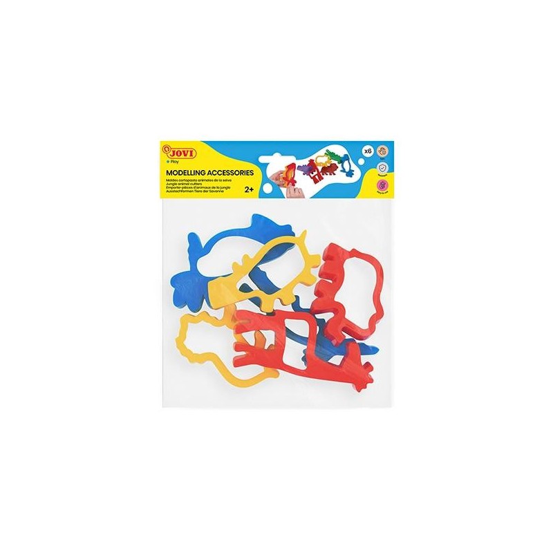 Moldes animales de jungla para plastilina Jovi - Plástico - Colores surtidos - Pack 6 ud Moldes animales de jungla para plastilina Jovi - Plástico - Colores surtidos - Pack 6 ud