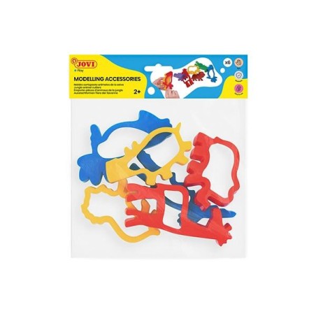 Moldes animales de jungla para plastilina Jovi - Plástico - Colores surtidos - Pack 6 ud