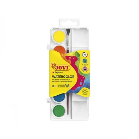 Acuarelas Jovi - 22 mm - Colores surtidos - Estuche 6 ud - Incluye pincel